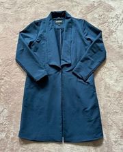 Betabrand Women’s Travel Blazer Navy Blue Suit Jacket Long Length Size Small