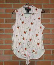 Polly & Esther- Floral Tank top button down summer top size small