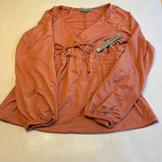 Absolutely Famous Orange Blouse V Neck Cinched Waist Size‎ Small