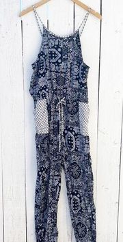 Paisley Black & White jumpsuit Hem & Thread Size Large