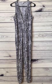 Grey Snake Print Sleeveless Jumpsuit