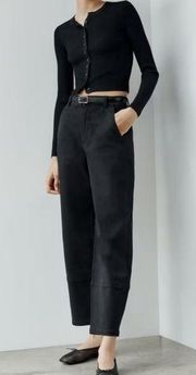 Everlane Utility Barrel High Rise Denim Black Ankle Pants