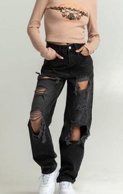 x Urban Outfitters High Rise Baggy Jeans in Washed Black