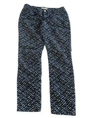 Michael Kors Pants Womens 6 Dark Blue Black Printed Skinny Ankle Cotton Blend