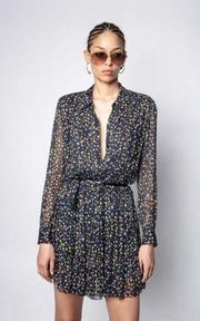 Zadig & Voltaire Star Print Long Sleeve Crinkle Dress