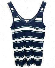 Joie Carmenella Striped Linen Tank Top Navy Size XS