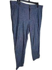 Vince Trouser Pants Chambray Rolled Cropped Women's W31‎ Denim Rinse Blue