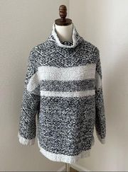 EUC Magaschoni Oversized Black Slouchy Mock Turtleneck Sweater, M‎