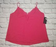 Melrose and Market Lace Trim V-Neck Cami Camisole Hot Pink Womens Size Medium