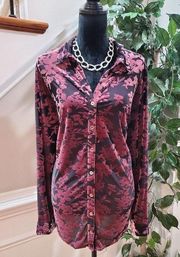 NY Collection Women's Floral Polyester Collared Long Sleeve Button Down Shirt 2X