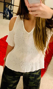 White Cold Shoulder Top