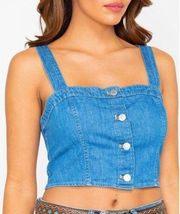 Levi’s Denim Cropped Top Smocked Back Size XL New w/Tag