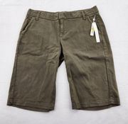 Caslon Womens Olive Sarma Pocket Cotton Shorts SZ 10