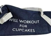 Denim NWOT Will Workout For Cupcakes Zippered Duffel Bag