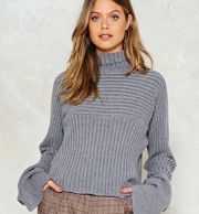 NASTY GAL Neck & Neck Sweater in Grey