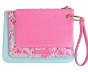 NWT‎ Simply Southern Women's Flamingo 3 in 1 Clutch/Wallet Leather Set Pink/Blue