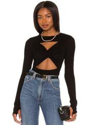 Michael Lauren Black Aloysius Twist Front Cut-Out Front Top Size Small NWT