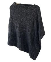 Soft Surroundings Womens One Size Black Gold Stud Embellishments Poncho Sweater
