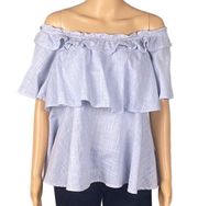 BEACHLUNCHLOUNGE light blue Cotton, on or off-the-shoulder blouse. Size XL. EUC