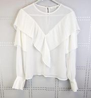 Endless Rose/Revolve White Sheer Blouse SZ S