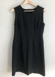 Lands' End Solid Black Sleeveless Front Pocket Sheath Dress Women's Size 8