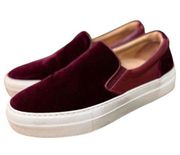 GREATS Brooklyn for J. Crew Wooster Slip On Maroon Velvet Sneakers Sz. 8