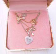 Vintage y2k quadruple layered gold and silver  charm necklace