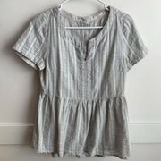 Ellison Gray Vertical Striped Short Sleeve Blouse