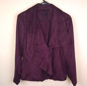 NWOT H by Halston Women’s Vegan Suede Burgundy Oversized Drape Collar Jacket