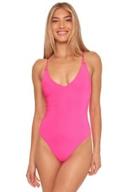 💕TRINA TURK💕 Monaco Convertible One Piece Swimsuit ~ Pitaya Pink 4 NWT