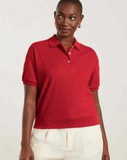 Everlane The Oversized Polo Red Womens Small Organic Cotton Short Sleeve NWT