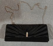 Satin Black Purse Silver Chain