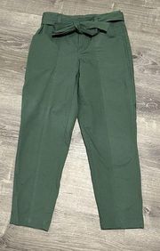 Women's Paperbag Pants Forest Green Women's Size 10 Belted Cotton