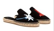 Aquatalia Blair Black Espadrille Embroidered Mule