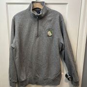 Delta Sorority Crest Quarter Zip Embroidered Sweatshirt Womens Medium Gray