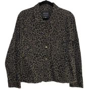 Sanctuary Brown Black Leopard Animal Print Snap Front Jacket W/Pockets S…