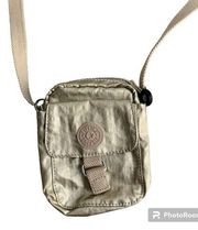 Mini Crossbody Phone Holder Nylon Pouch in Metallic Gold Color