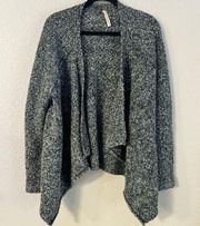 Rebecca Taylor Wool Alpaca Blend Open Front Chunky Cardigan Neutral Grey Cozy L