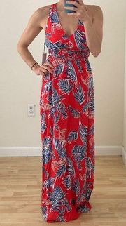 NWT Japna Red & Blue V Neck Racerback Maxi Sundress Sz XS