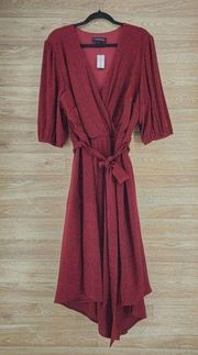 Size 22/24 Gabby Skye Red Spark Crossover Hi-low Maxi Dress NWT