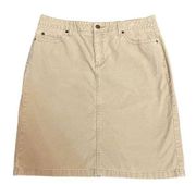 LL Bean Womens 8 Skirt Classic Fit Corduroy Tan Pockets High Waist Size 10