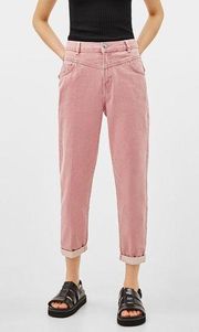 Bershka Vintage Wash Pink High Rise Cuffed Women's Denim Cotton Jean 6