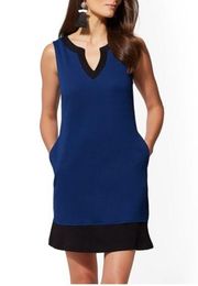 NWT New York & Company cotton color block shift dress, dark blue & black small