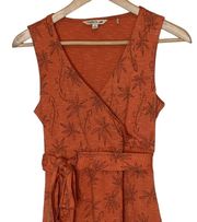 Toad&Co Cue Wrap Sleeveless Dress Horny Toad Orange Surplice Belted Floral Small