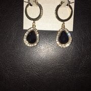 Tahari Crystal Hoops & Amethyst Drop Earrings