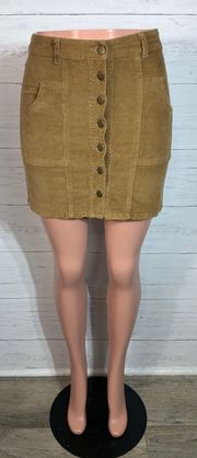 camel corduroy mini skirt size Small