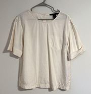 Marc By Marc Jacobs cream 100% silk pocket tunic blouse button back