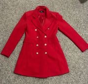 Red Fitted Blazer Medium