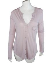 Young Fabulous & Broke Linen Button Down Long Sleeve Top Taupe Size Medium NWT