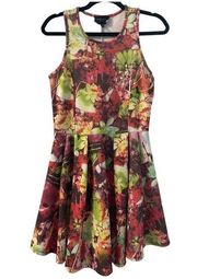 Floral Mini Dress Multi-Colored Size Medium